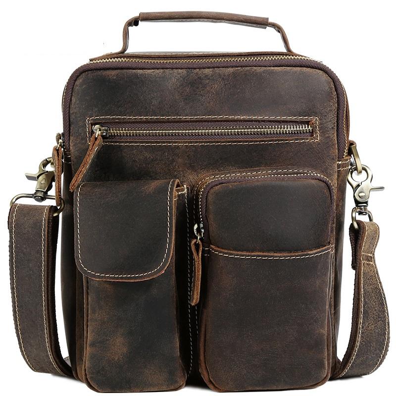 Casual Vintage Leather Mens Small Side Bag Small Messenger bag