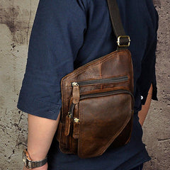 Leather Mens Chest Bag Sling Bag Sling Shoulder Bag Sling Backpacksfor men
