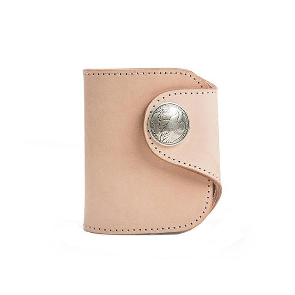 Handmade Beige Leather Mens Short Biker Wallet Bifold Small Biker Wallet For Men