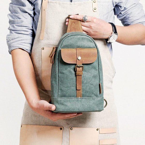 Cool Canvas Mens Sling Bag Sling Backpack One Shoulder Pack Chest Bag for men