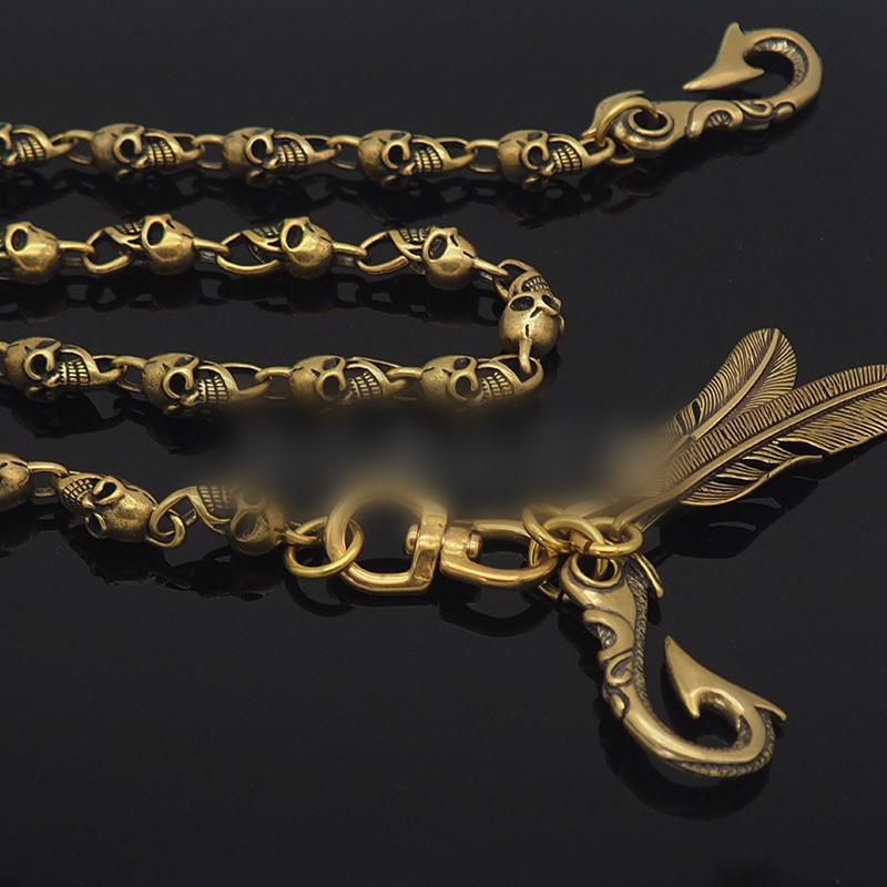 Badass Skull Brass 18'' Biker Wallet Chain Gold Wallet Chain Pants Chain For Men