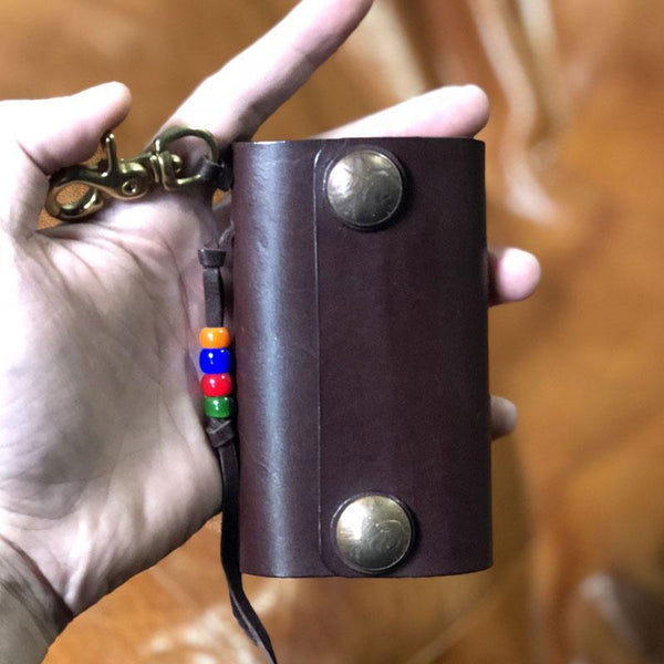 Handmade Leather Mens Cool Key Wallet Car Key Card Holder Car Key Case for Men