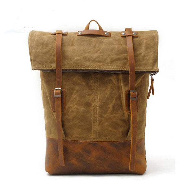 Cool Waxed Canvas Leather Mens Backpacks Canvas Travel Backpack Canvas School Backpack for Men