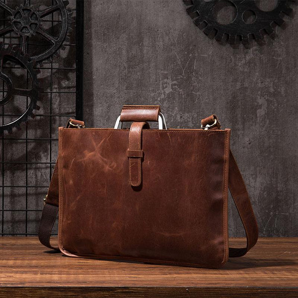 Cool Leather Mens Briefcase 13inch Laptop Bag Work Handbag Business Bags for Men