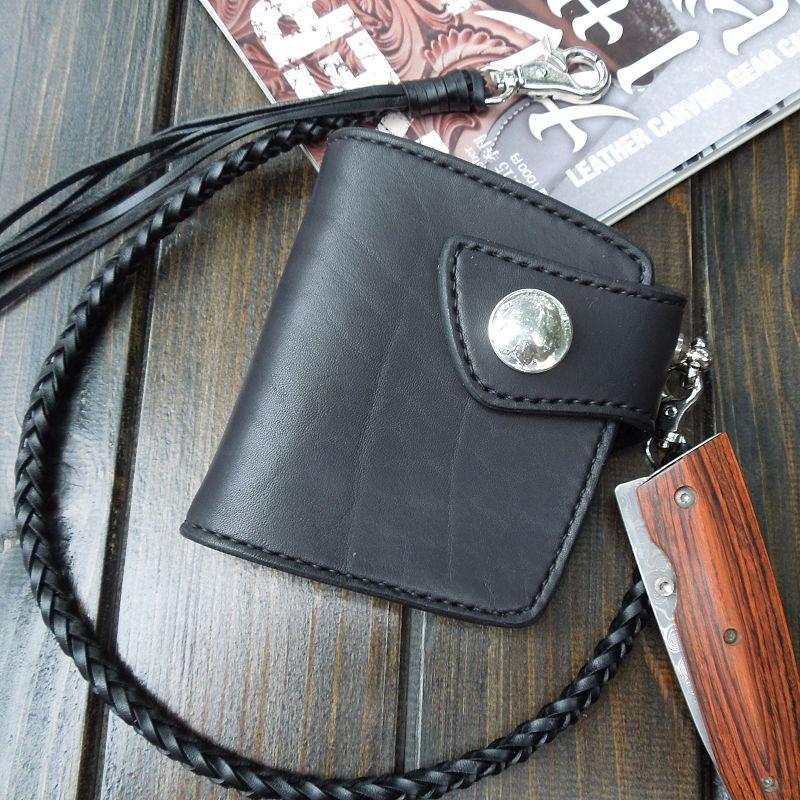 Handmade Leather Biker Wallet Mens Cool billfold Chain Wallet