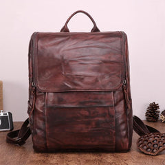 Handmade Cool Leather Men's Backpack Travel Backpack 14inch Computer Backpack For Men