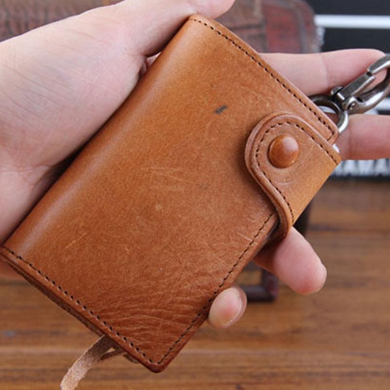 Genuine Leather Mens Cool Key Wallet Car Key Change Coin Card Holder Car Key Case for Men