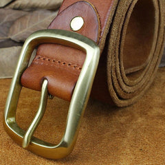 Handmade Genuine Leather Mens Leather Men Brown Belt for Men Cool Leather Belt