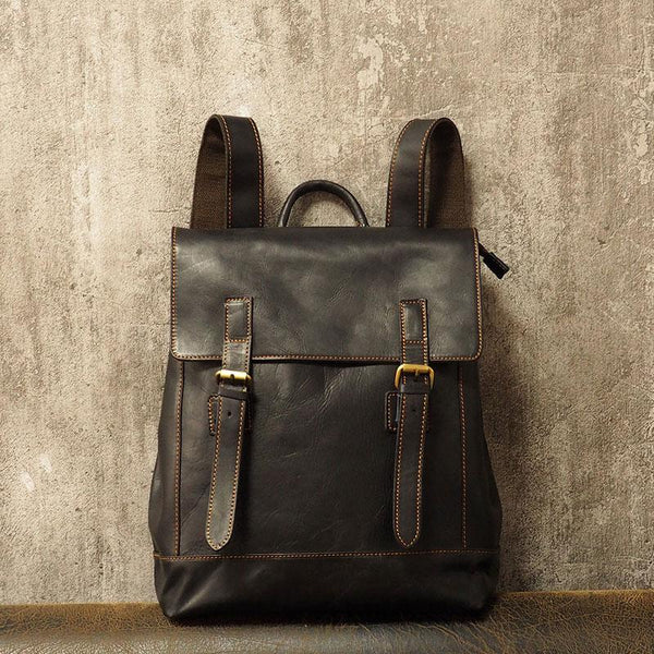 Cool Mens Leather 15inch Laptop Backpack Travel Backpack Leather School Backpacks for Men