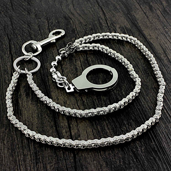 BADASS SILVER STAINLESS STEEL MENS Double CHAIN PANTS CHAIN WALLET CHAIN BIKER WALLET CHAIN FOR MEN