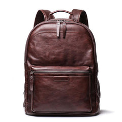 Cool Brown Leather Men's 15'' Laptop Backpack School Backpack Travel Backpack For Men