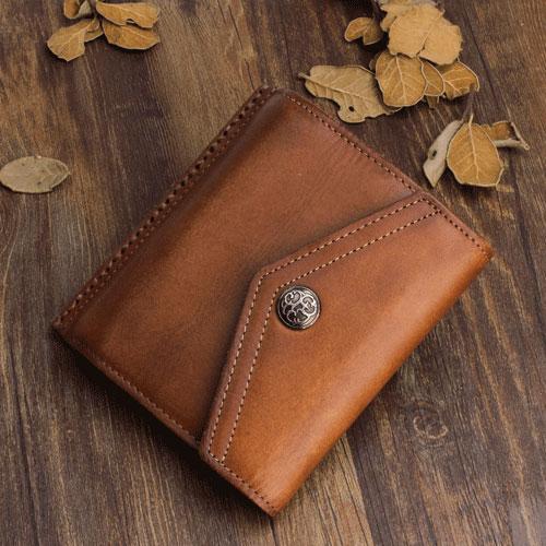 Handmade Mens Cool billfold Leather Wallet Men Small Envelope Wallets Bifold for Men - iChainWallets