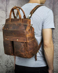 Cool Leather Vintage Brown Handbag Mens Backpacks Travel Backpack School Backpack for Men