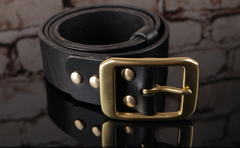 Handmade Genuine Custom Leather Mens Leather Men Black Belt for Men