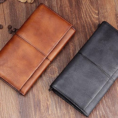 Handmade Leather Mens Cool Long Leather Wallet Bifold Clutch Wallet for Men - iChainWallets