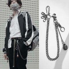 Cool Men's Leather Hanging Pendant Stainless Steel Pants Chain Biker Wallet Chain For Men