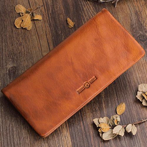 Handmade Leather Mens Cool Long Leather Wallet Bifold Clutch Wallet for Men - iChainWallets