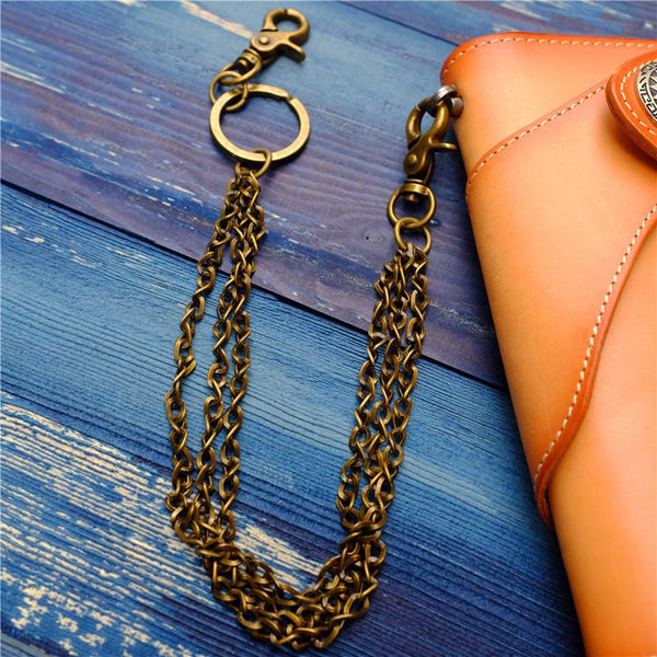 Cool Men's Brass Pants Chain Punk Fashion Gold Wallet Chains For Men