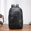 Black Mens Leather College Backpack Laptop Backpack Black Travel Backpack for Men