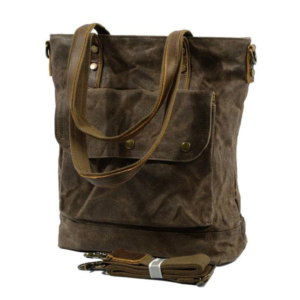 Mens Waxed Canvas Tote Bag Tote Purse Canvas Shoulder Bag for Men