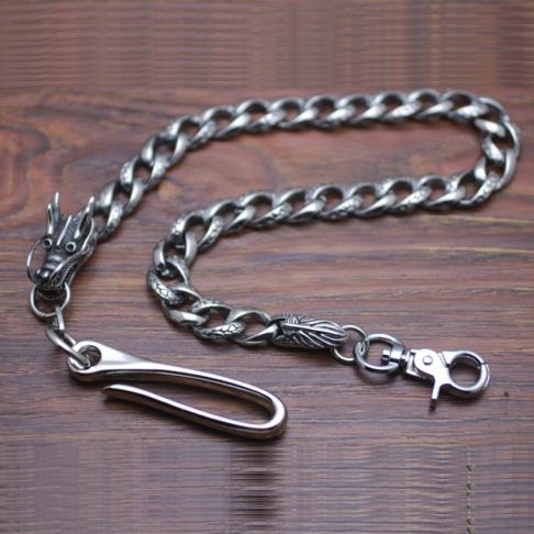 Cool Men's Handmade Stainless Steel Old Silver Biker Wallet Chain Pants Chain Wallet Chain For Men