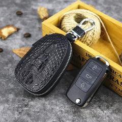 Black Leather Men's Key Wallet Zipper Car Key Case Car Holder For Men