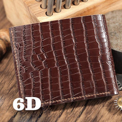Brown Crocodile Pattern Leather Mens  billfold Wallet Bifold Small Wallet For Men