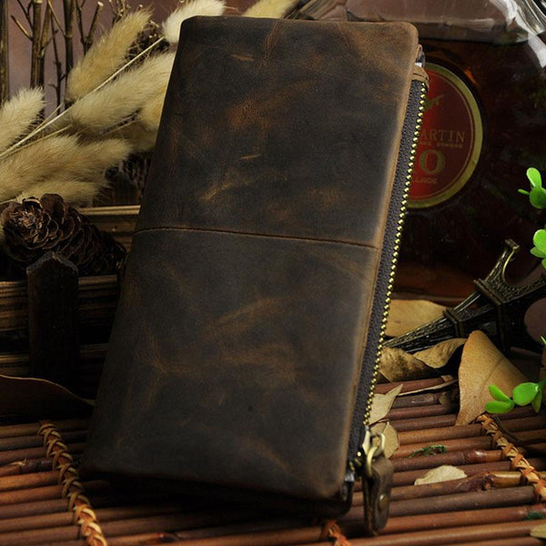 Cool Leather Mens Long Wallet Vintage Leather Long Wallet for Men