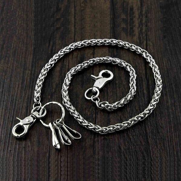 BADASS SILVER STAINLESS STEEL MENS KEY BIKER WALLET CHAIN CHAIN PANTS CHAIN WALLET CHAIN FOR MEN