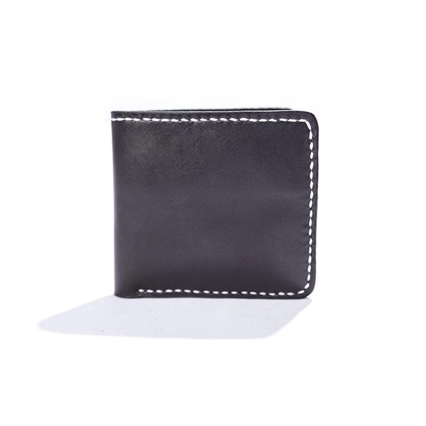 Black Handmade Leather Mens billfold Wallet Bifold Black Front Pocket Wallet Small Wallet For Men