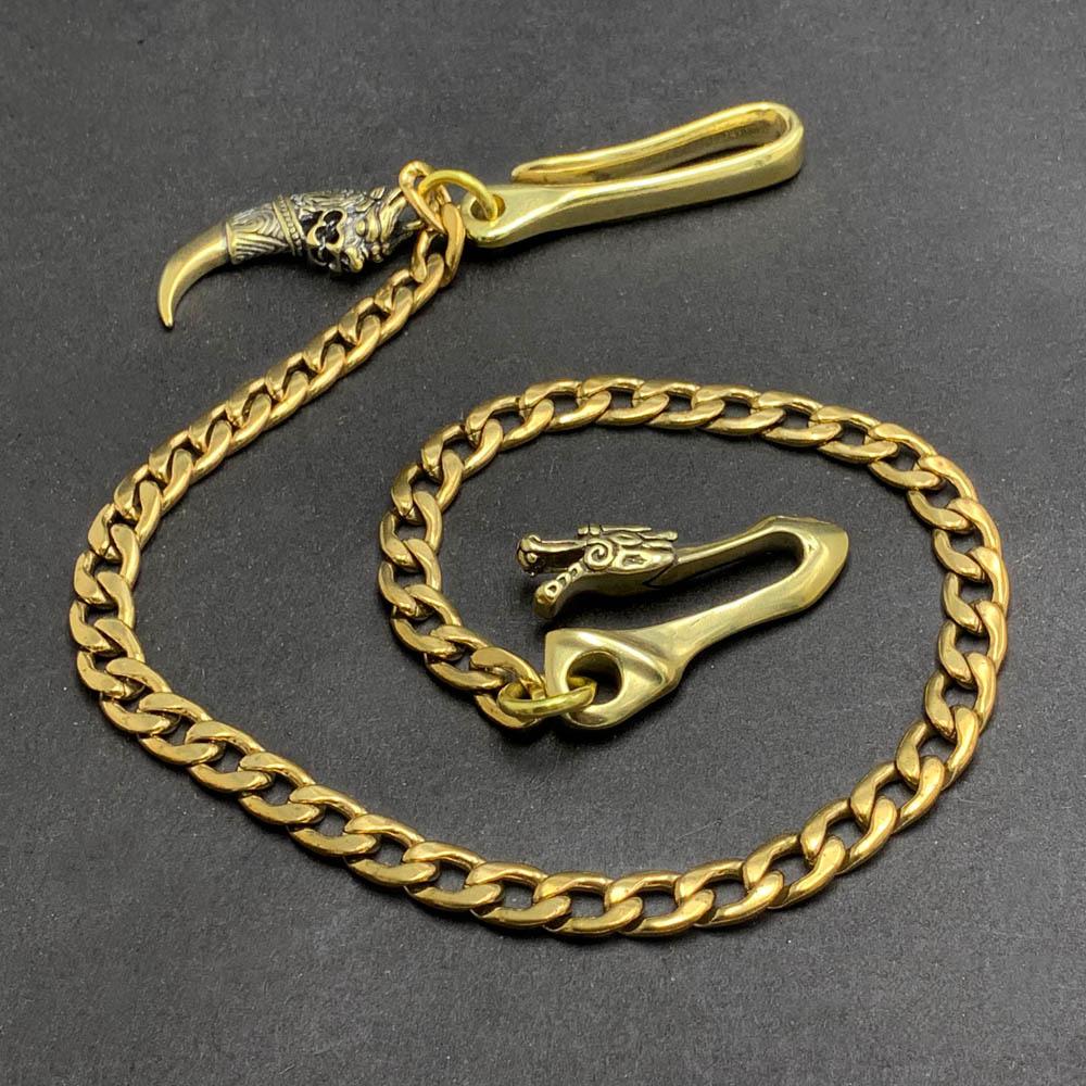 Fashion Pure Brass 18" Dragon Hooks Pants Chain Wallet Chain Motorcycle Wallet Chain for Men
