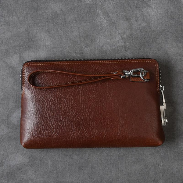 Cool Leather Mens Brown Business Clutch Bag Black Long Wallet For Men