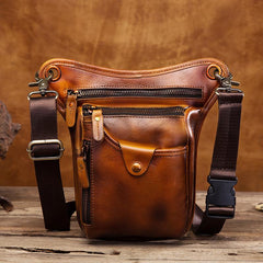 Cool Leather Men's Belt Pouch Waist Bag Small Side Bag Drop Leg Bag For Men