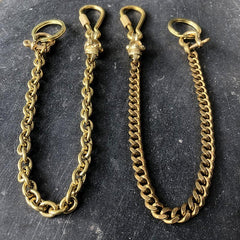 Cool Men's Brass 14'' Gold Skull Wallet Key Chain Pants Chains Biker Wallet Chain For Men