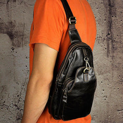 Leather Mens Chest Bag Sling Bags Sling One Shoulder Bag Sling Backpack for men