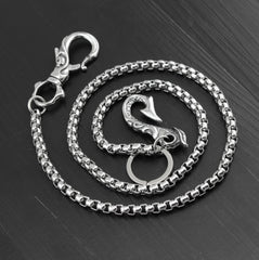 Cool Stainless Steel Dragon Skull Hook Wallet Chain Silver Pants Chain Biker Chain For Men