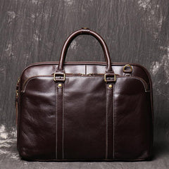 Brown Leather Mens Business 15.6 inches Laptop Work Briefcase Handbag Briefcase Business Bags For Men
