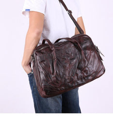 Coffee Leather Men's 14 inches inches Large Courier Bag Travel Bag Weekend Bag Messenger Bag Postman Bag For Men