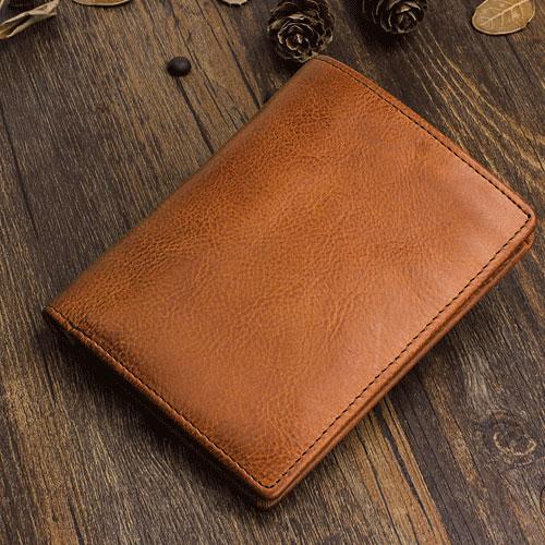 Handmade Leather Mens Cool Slim Leather Wallet Men Small Wallets Bifold for Men - iChainWallets