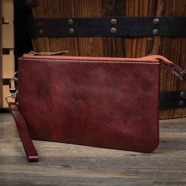 Black Cool Mens long Wallet Wristlet Bag Clutch Bag Red Brown Long Wallets for Men