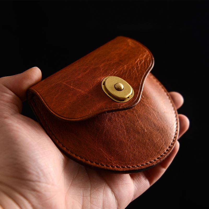 Cool Black Leather Mens Small Coin Wallet Change Wallet Brown Coin Earphones Cases For Men