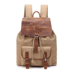 Waxed Canvas Leather Mens Backpack Canvas Travel Backpacks Canvas School Backpack for Men