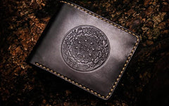 Handmade Leather Tibetan Tooled Mens billfold Wallet Cool Leather Wallet Slim Wallet for Men