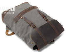 Cool Canvas Leather Mens School Backpack Laptop Backpack Canvas Travel Backpack Canvas for Men