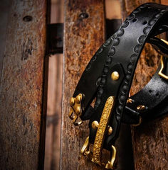 Handmade Cool Leather Mens Belt Black Leather Men Belt for Men