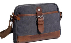 Mens Waxed Canvas Leather Small Courier Bags Canvas Side Bag for Men