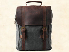 Cool Mens Canvas Leather Travel Backpack Canvas Backpack Canvas School Bag for Men