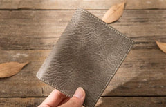 Gray Cool Leather Mens Small Wallet Bifold Vintage Slim billfold Wallet for Men