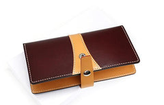 Cool Handmade Mens Leather Bifold Long Wallet Envelope Long Bifold Wallet for Men