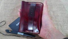 Handmade Leather Mens Slim Small Wallet Leather Card Wallets for Men
